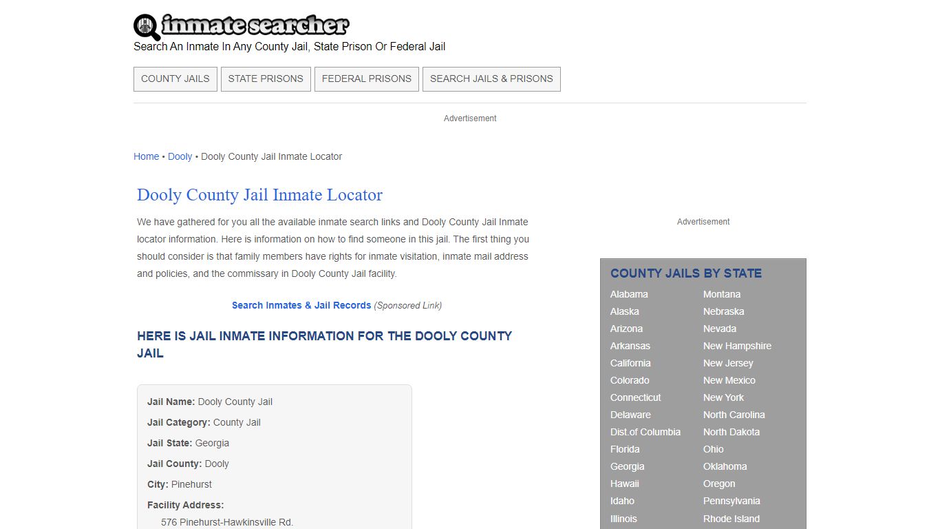 Dooly County Jail Inmate Locator - Inmate Searcher